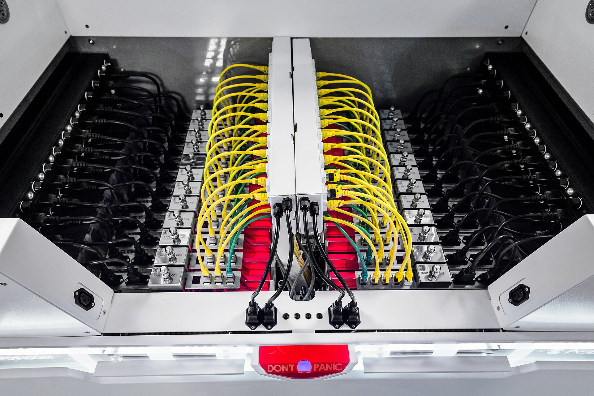 An immersion-cooling tank, 2017. Servers sit in a liquid that does not conduct electricity.